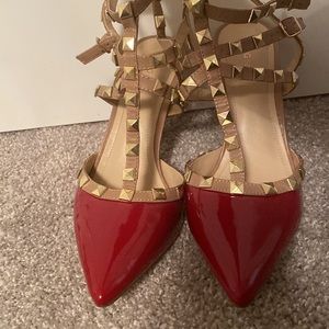 Bcbg red patent rockstud heels size 9 worn once